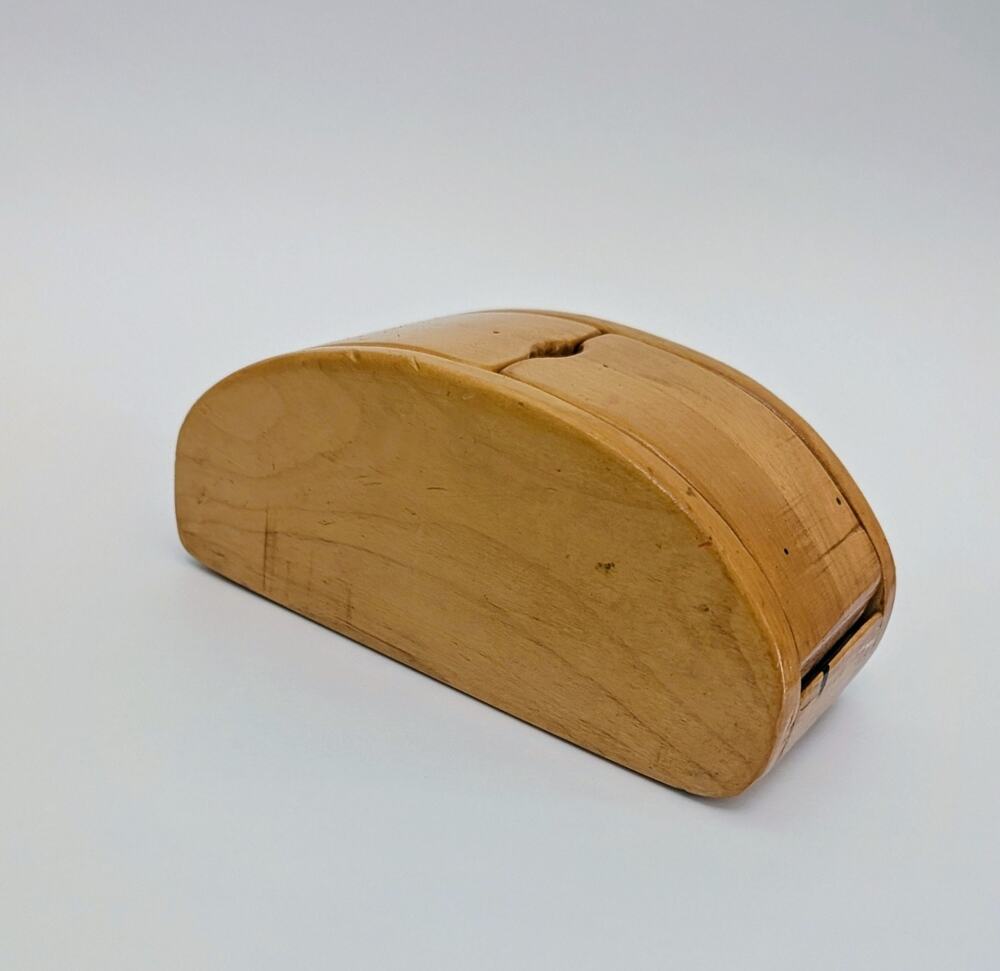 Handcrafted Wood Band Saw Box Vintage Double Compartment 7.5" Signed